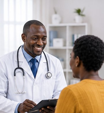 A doctor consulting with a patient at Keringet Zion Hospital